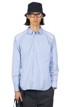 Contrast Pattern Shirt - Sax X White X Navy