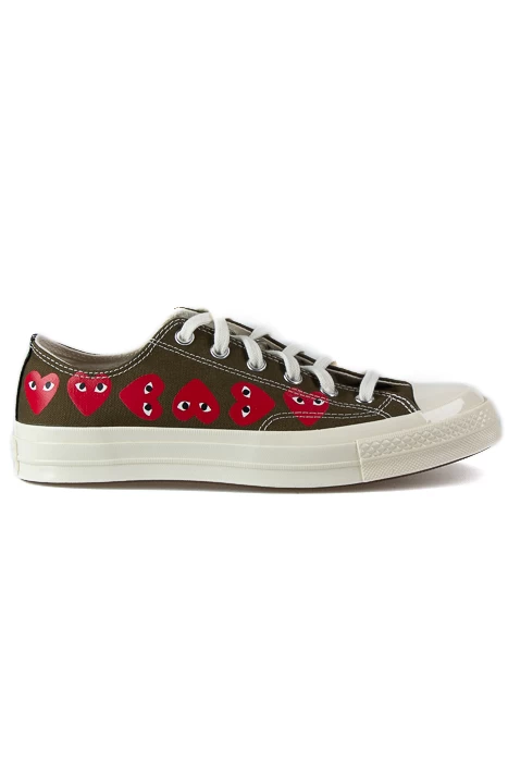 Comme Des Garçons Play Khaki Converse - Multiple Hearts Chuck 70 Low Sneakers