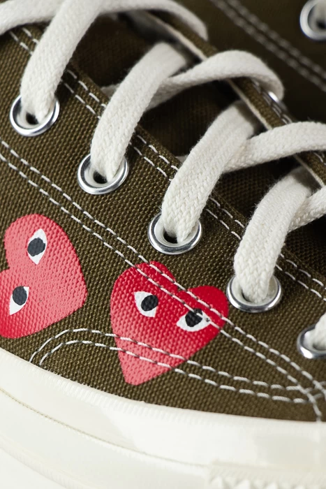 Comme Des Garçons Play Khaki Converse - Multiple Hearts Chuck 70 Low Sneakers - Image 3