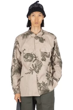 Classic Shirt - Khaki Pinecone Print French Twill