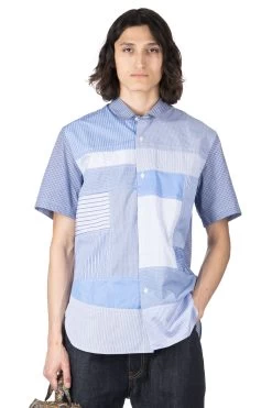 Cotton Check X Cottone Stripe Mix Shirt