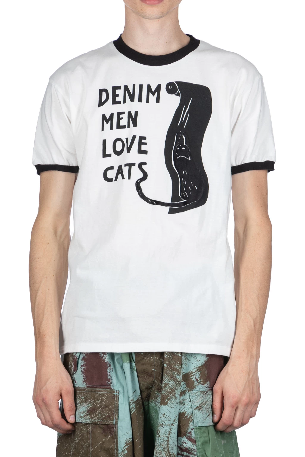 20/-Jersey Ringer T (DENIM MEN LOVE CATS SCRATCH) - White - Image 2