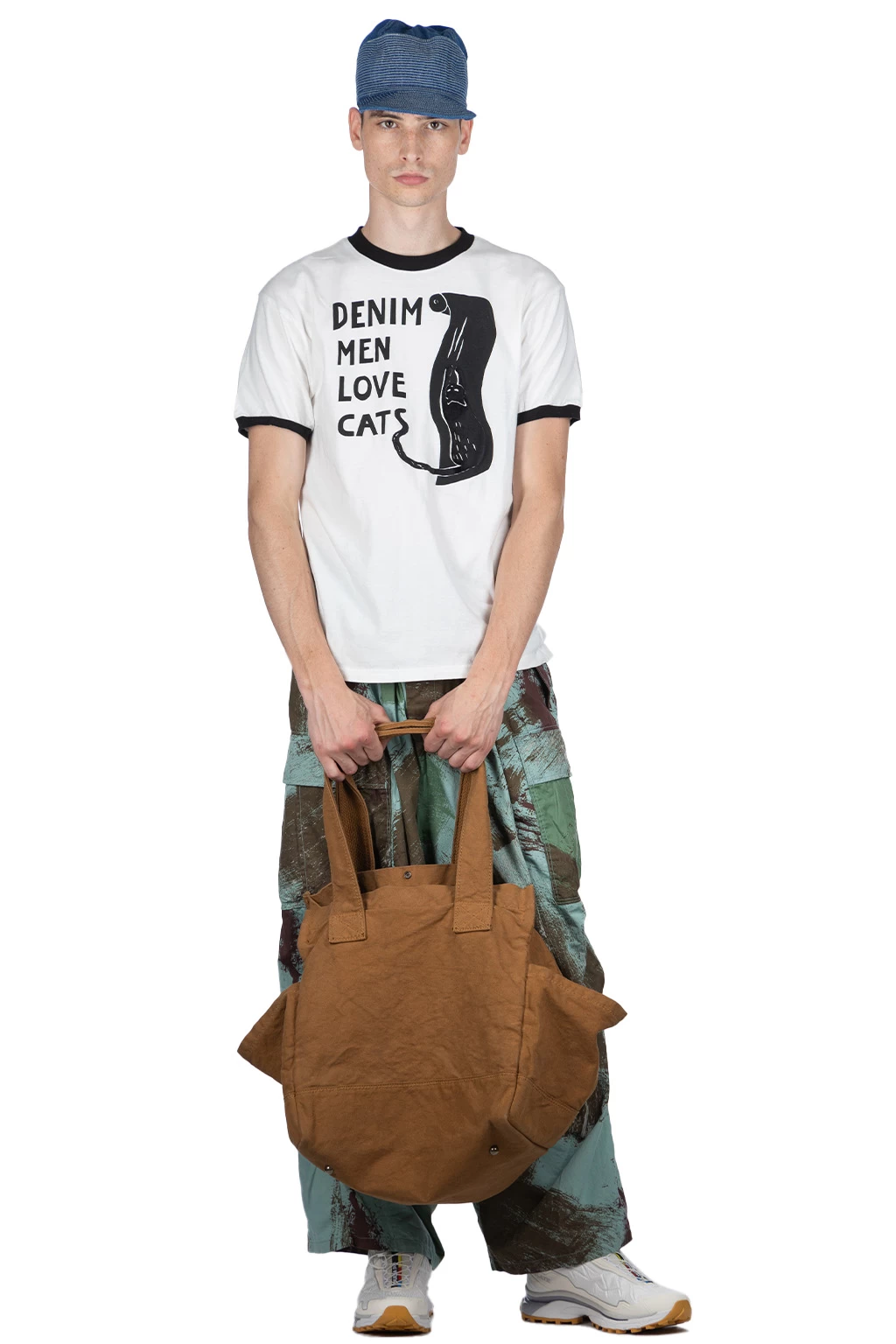 20/-Jersey Ringer T (DENIM MEN LOVE CATS SCRATCH) - White - Image 7