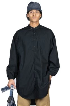 Broad Cloth Button Down GIANT Shirt - Black