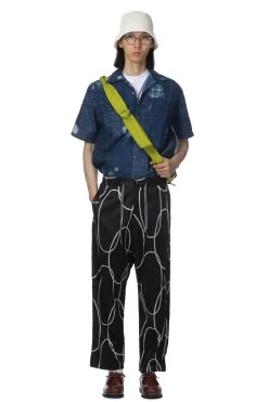 Cotton Rayon PEARL-KATABIRA EASY Pants - Black