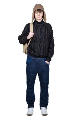 Denim X Waffle Quilting Sarouel NOUVELLE Pants