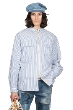 OX Stripe Drizzler Work Shirt - Blue