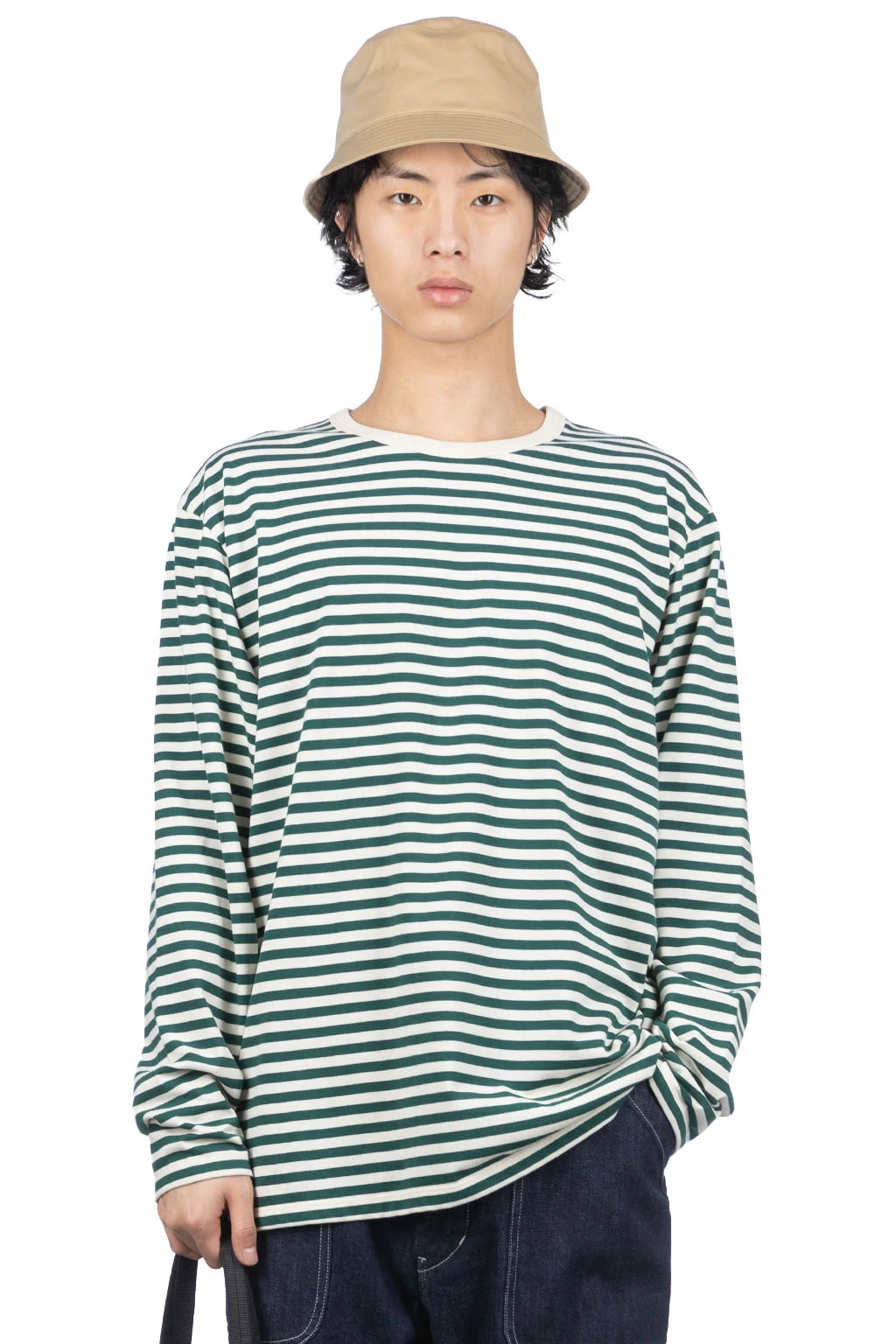 COOLMAX Stripe Jersey LS Tee - Green X Natural
