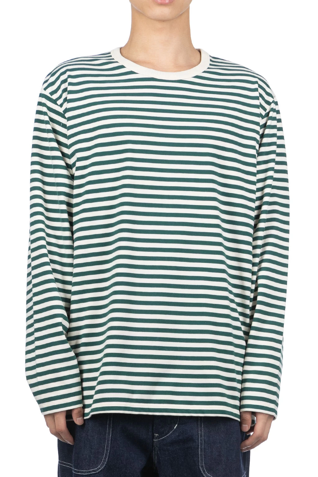 COOLMAX Stripe Jersey LS Tee - Green X Natural - Image 2