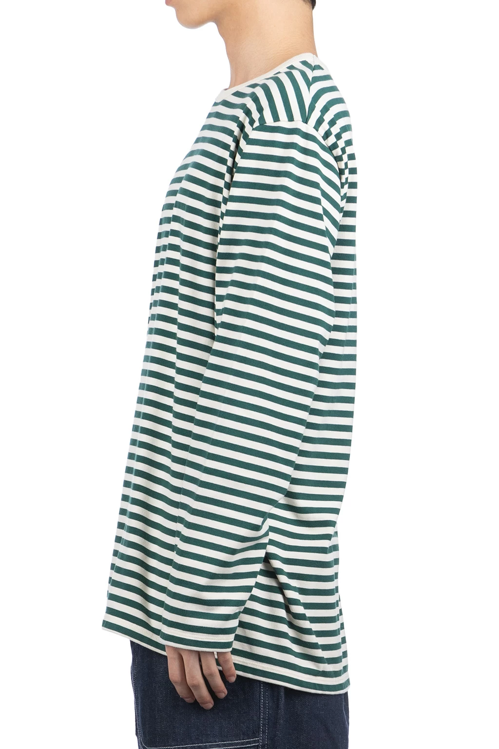 COOLMAX Stripe Jersey LS Tee - Green X Natural - Image 3