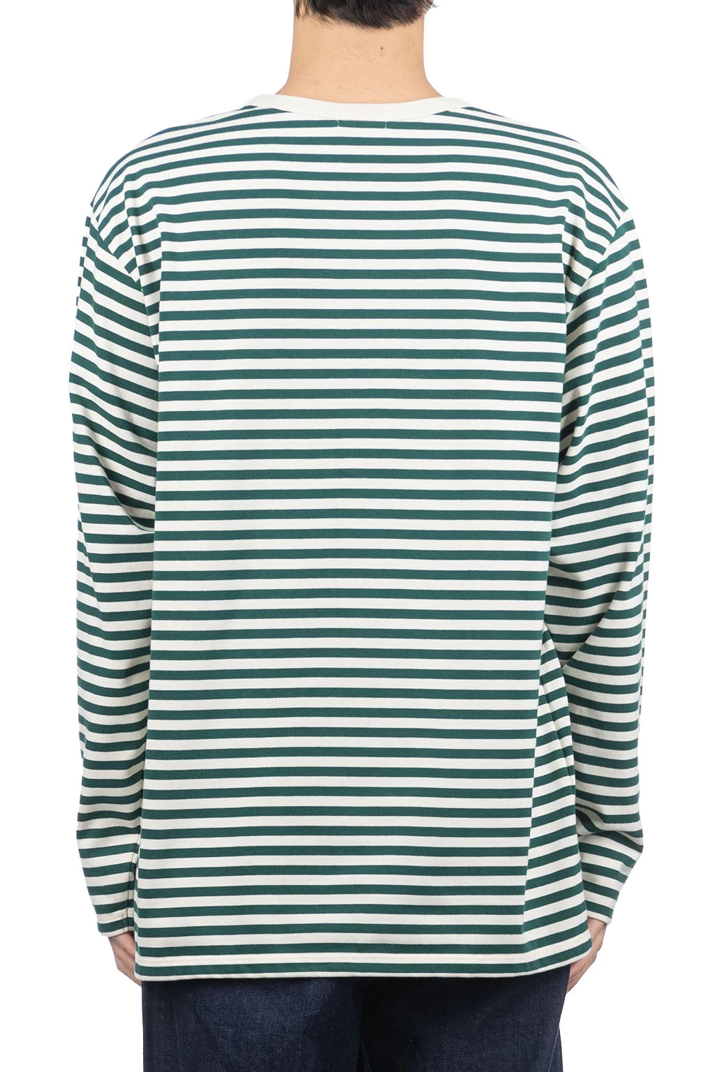 COOLMAX Stripe Jersey LS Tee - Green X Natural - Image 4