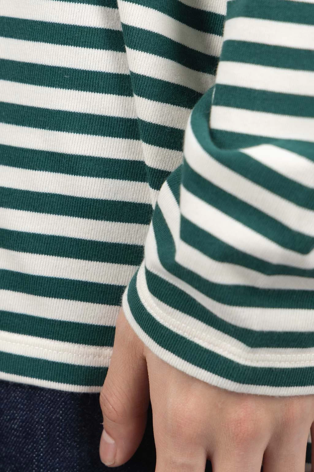 COOLMAX Stripe Jersey LS Tee - Green X Natural - Image 6