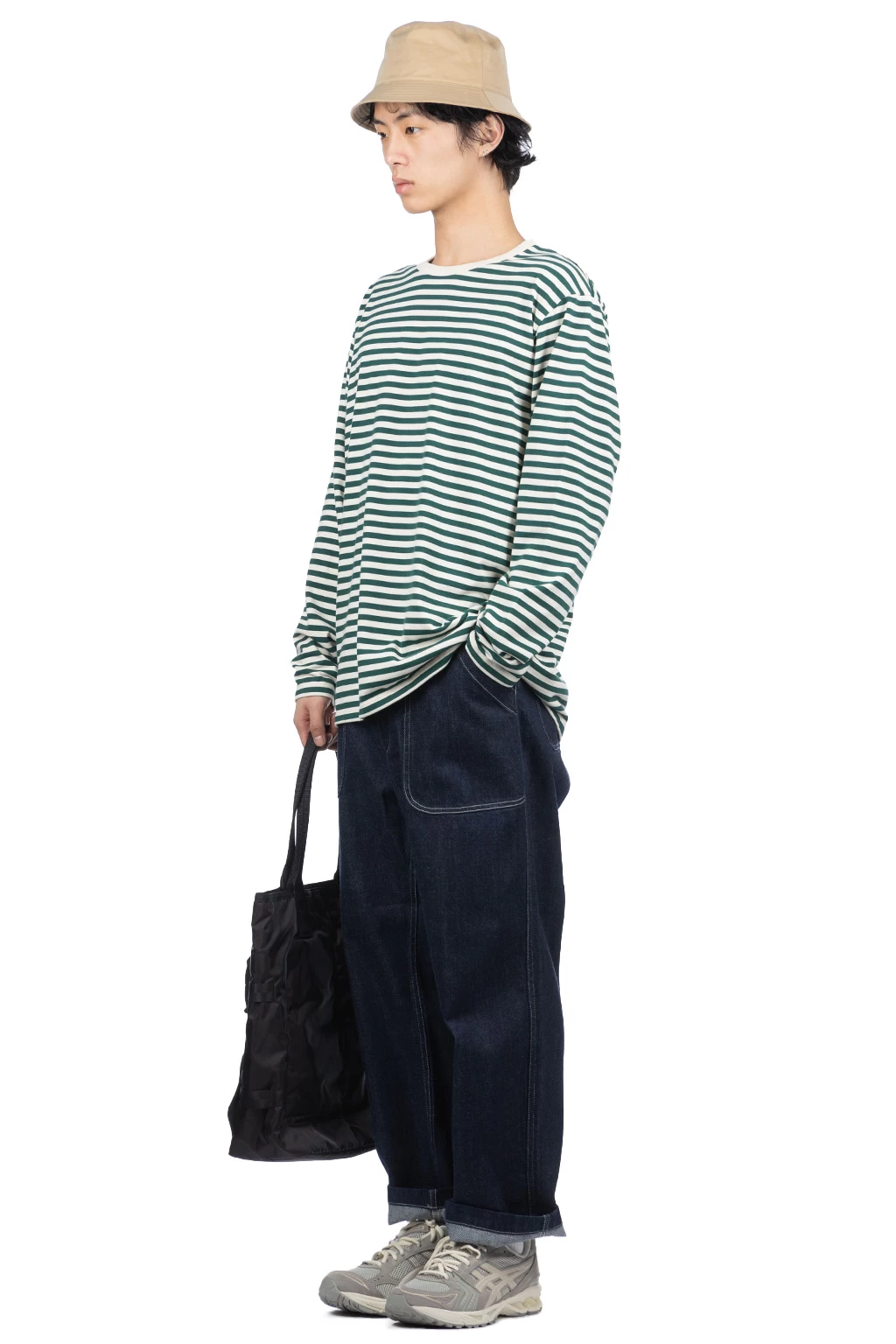 COOLMAX Stripe Jersey LS Tee - Green X Natural - Image 7